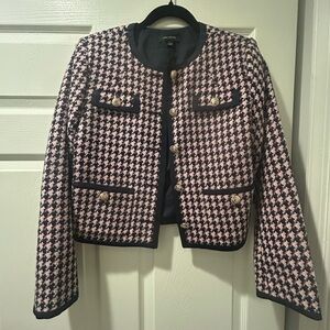 Ann Taylor Pink and Black Houndstooth Blazer
